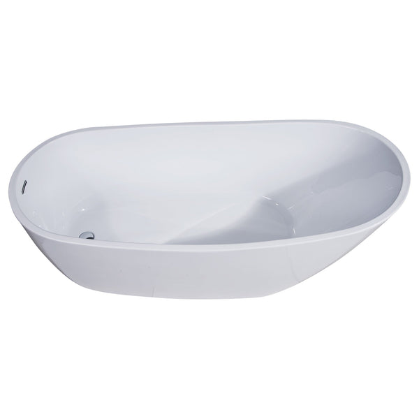 ALFI 68" Oval White Freestanding Acrylic Soaking Bathtub - AB8826