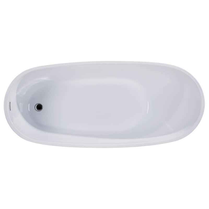 ALFI 68" Oval White Freestanding Acrylic Soaking Bathtub - AB8826