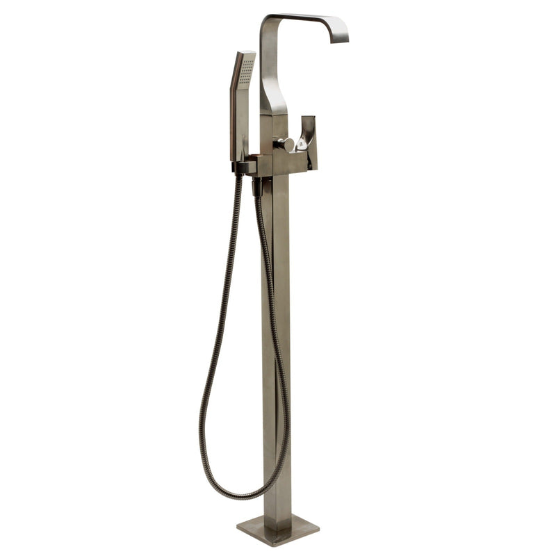 ALFI Brands Curved Floor Mounted Tub Filler with Hand Held Shower Head AB2180