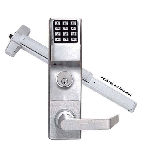 Alarm Lock Trilogy - Networx Panic Exit Trim Keypad Digital Lock w/ Audit Trail - Von Duprin 9900 Prep - Satin Chrome - ALL-ETDLNS1G/26DV99