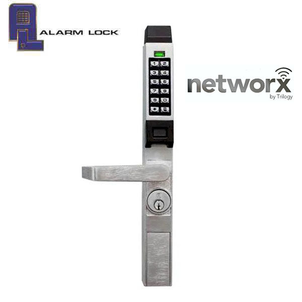 Alarm Lock Trilogy - Narrow-Stile Digital PROX Keypad Lever Lock Exit Trim - Networx - Audit Trail - 26D - Satin Chrome - ALL-PDL1300ETNW-26D