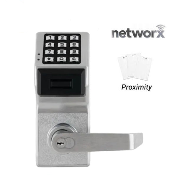 Alarm Lock Trilogy - Digital PROX Lever Set - Standard Key Override w/ Door Position Switch / Request to Exit - Interchangeable Core - Networx - 26D - Satin Chrome - ALL-PDL6200IC/26D