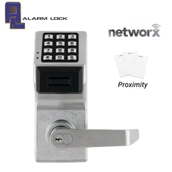 Alarm Lock Trilogy - Digital PROX Lever Set - Standard Key Override w/ Door Position Switch / Request to Exit - Interchangeable Core - Networx - 26D - Satin Chrome - ALL-PDL6200IC/26D