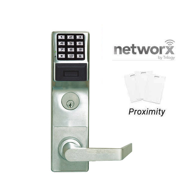 Alarm Lock Trilogy - Digital Mortise Lever Lock Keyless Prox / Pin Lock Straight - Networx - Classroom - RH - 26D - Satin Chrome - ALL-PDL6600CRR/26D