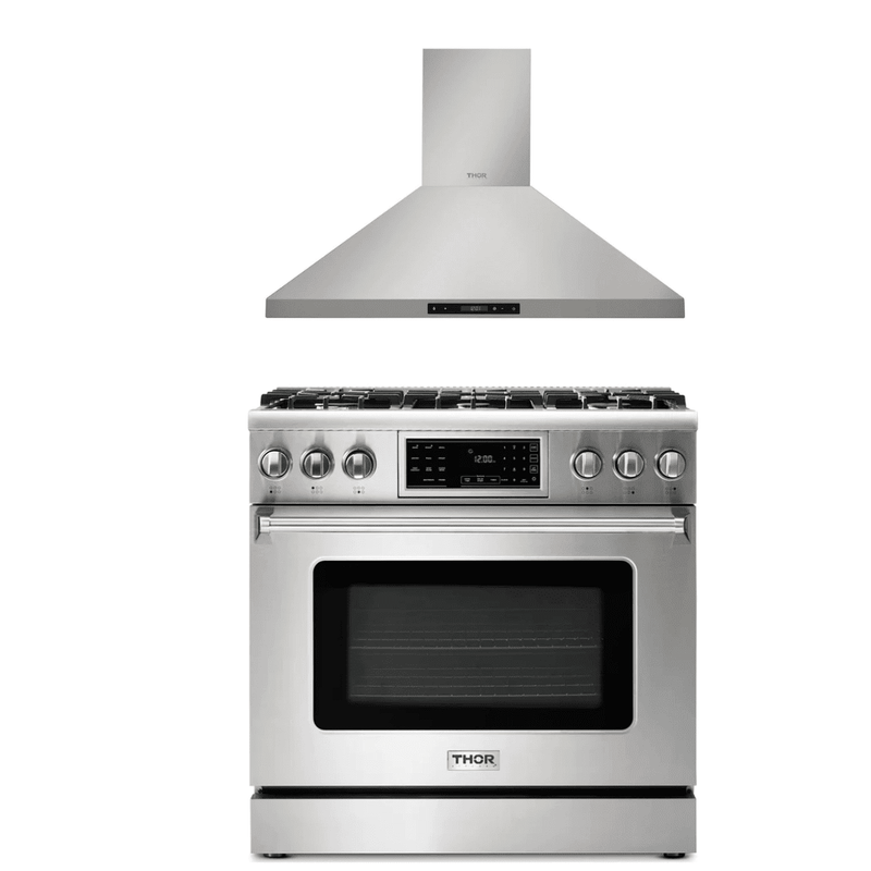 Thor Kitchen Appliance Package - 36 In. Natural Gas Range, Range Hood, AP-TRG3601