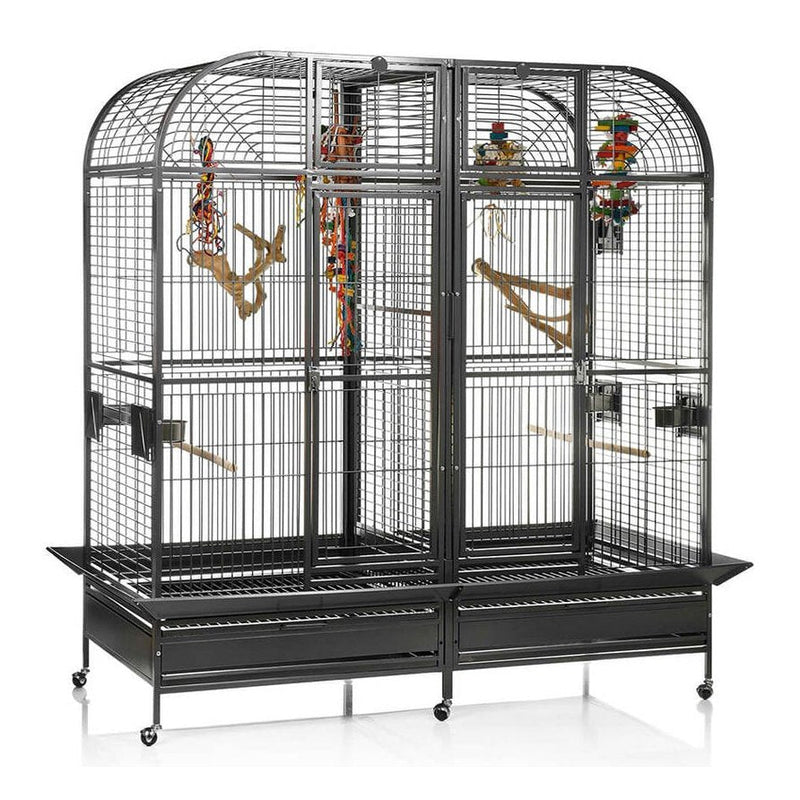 A&E 64"X32" Double Macaw Cage With Removable Divider - 6432 Platinum