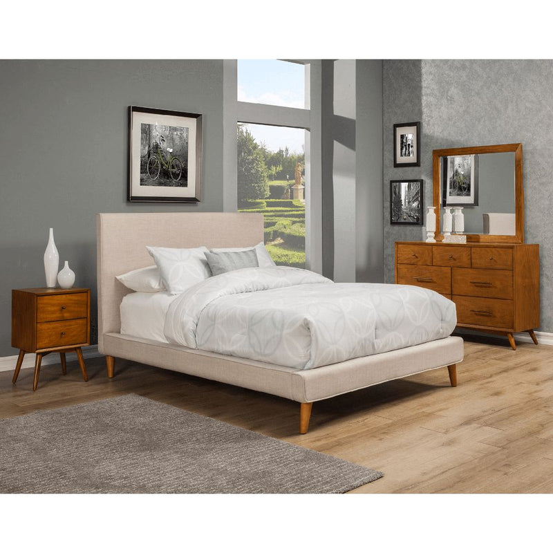 Alpine Britney California King Upholstered Platform Bed, Light Grey Linen - 1096CK