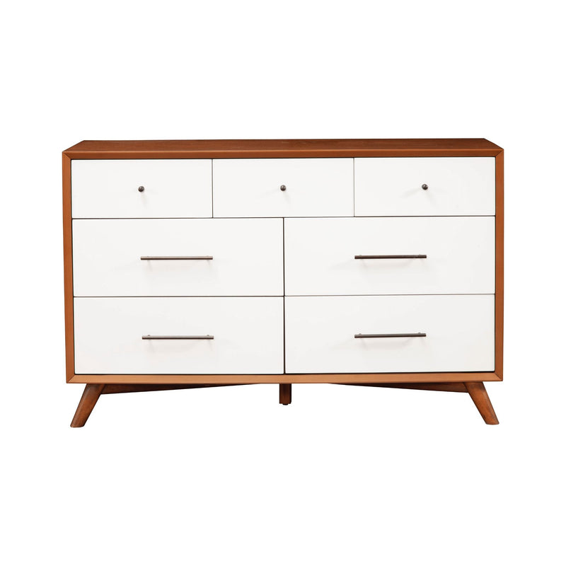 Alpine Flynn 7 Drawer Two Tone Dresser, Acorn/White - 999-03