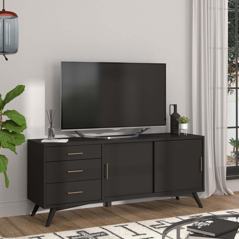 Alpine Flynn Large TV Console, Black - 966BLK-10