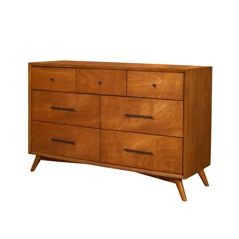 Alpine Flynn Mid Century Modern 7 Drawer Dresser, Acorn - 966-03