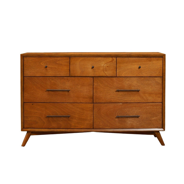 Alpine Flynn Mid Century Modern 7 Drawer Dresser, Acorn - 966-03