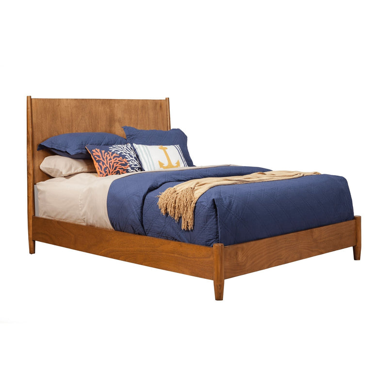 Alpine Flynn Mid Century Modern California King Panel Bed, Acorn - 966-07CK