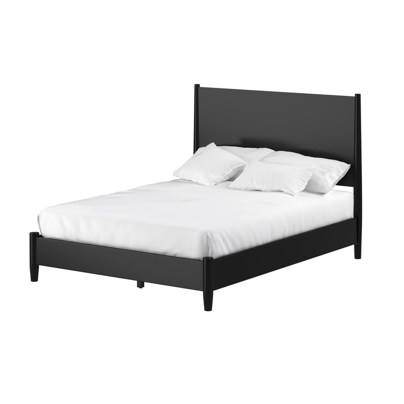 Alpine Flynn Mid Century Modern California King Panel Bed, Black - 966BLK-07CK