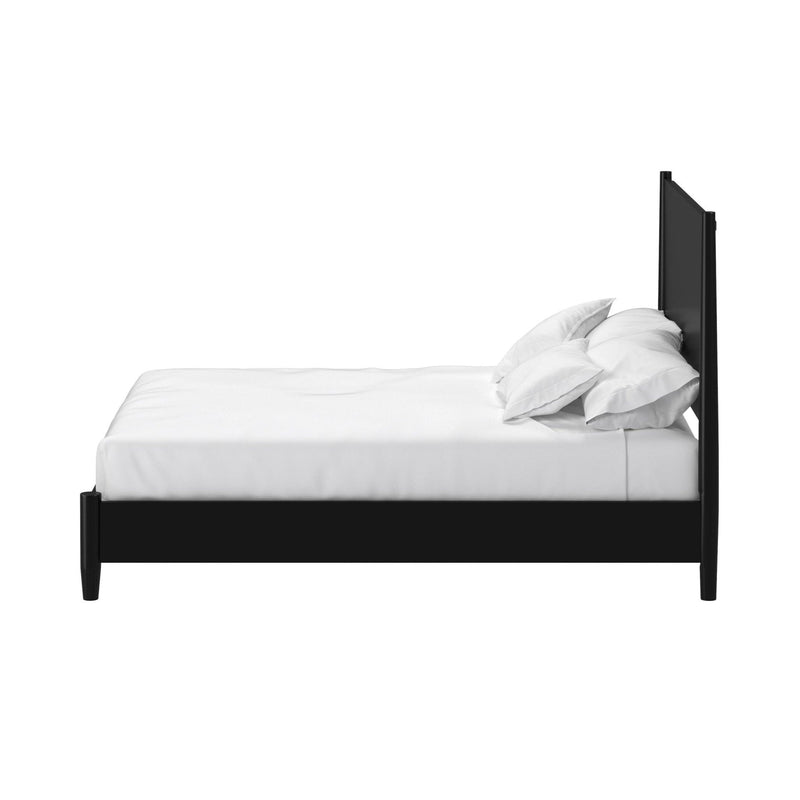 Alpine Flynn Mid Century Modern California King Panel Bed, Black - 966BLK-07CK