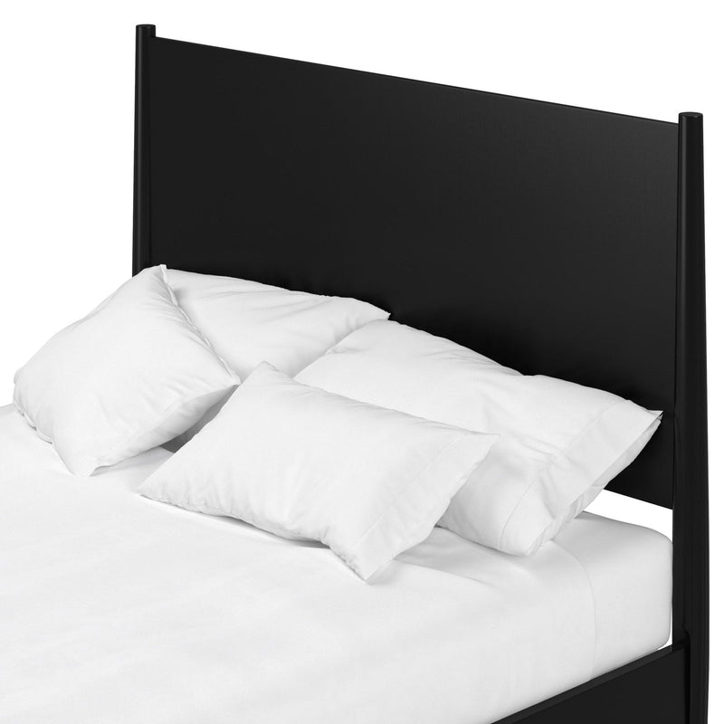 Alpine Flynn Mid Century Modern California King Panel Bed, Black - 966BLK-07CK