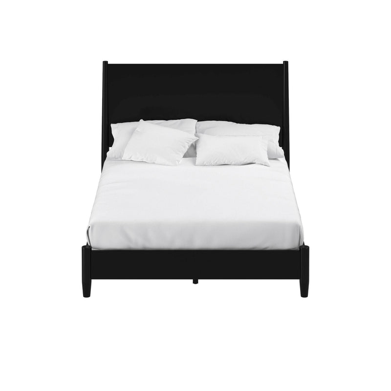 Alpine Flynn Mid Century Modern California King Panel Bed, Black - 966BLK-07CK