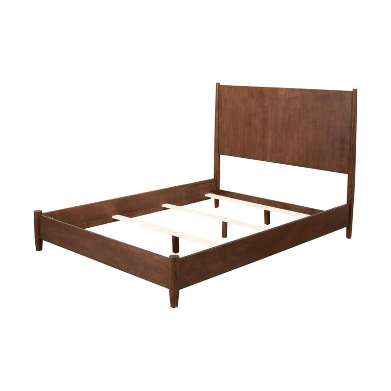 Alpine Flynn Mid Century Modern California King Panel Bed, Walnut - 966WAL-07CK