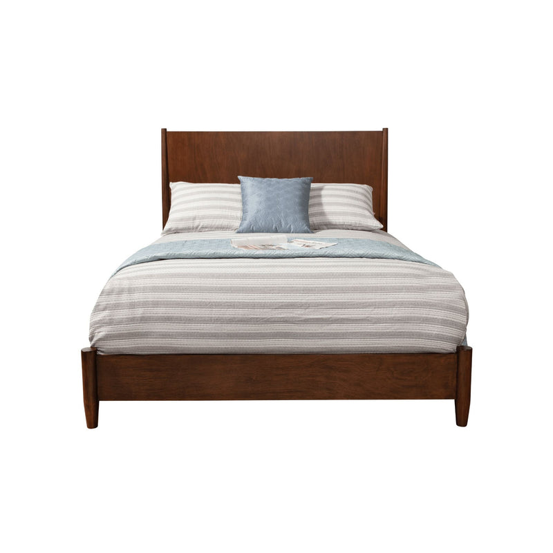 Alpine Flynn Mid Century Modern California King Panel Bed, Walnut - 966WAL-07CK