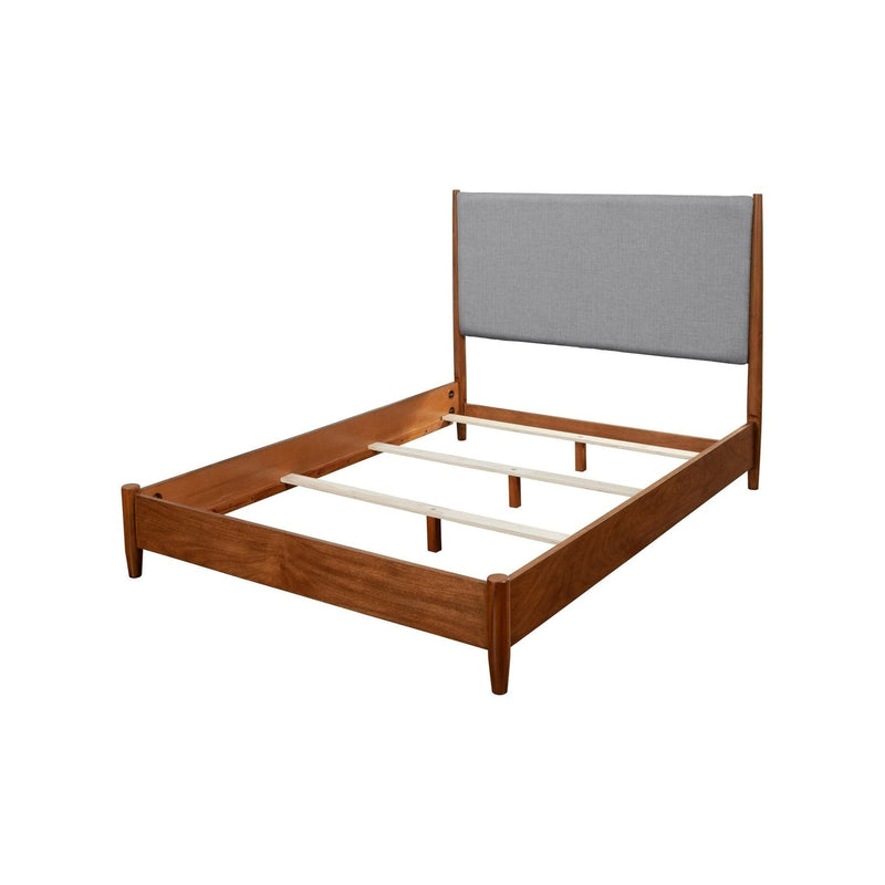 Alpine Flynn Mid Century Modern Two Tone California King Panel Bed, Acorn/Grey - 999-07CK