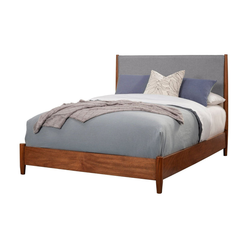 Alpine Flynn Mid Century Modern Two Tone Queen Panel Bed, Acorn/Grey - 999-01Q