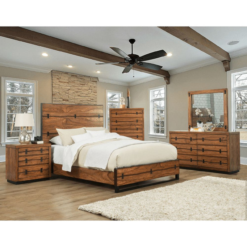 Alpine Live Edge California King Panel Bed, Tobacco - 5200-07CK