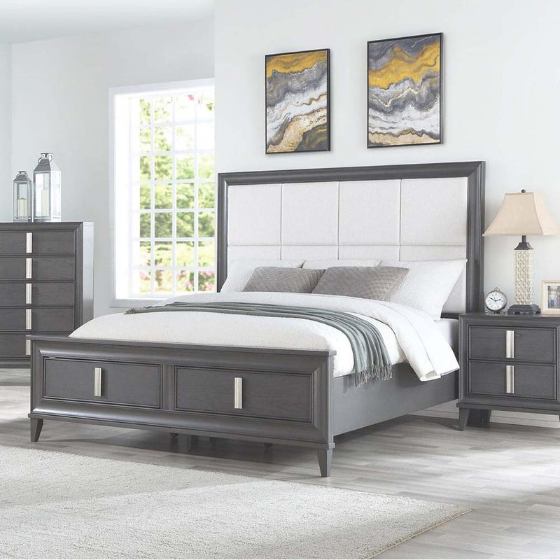 Alpine Lorraine California King Storage Footboard Platform Bed, Dark Gray - 8171-07CK