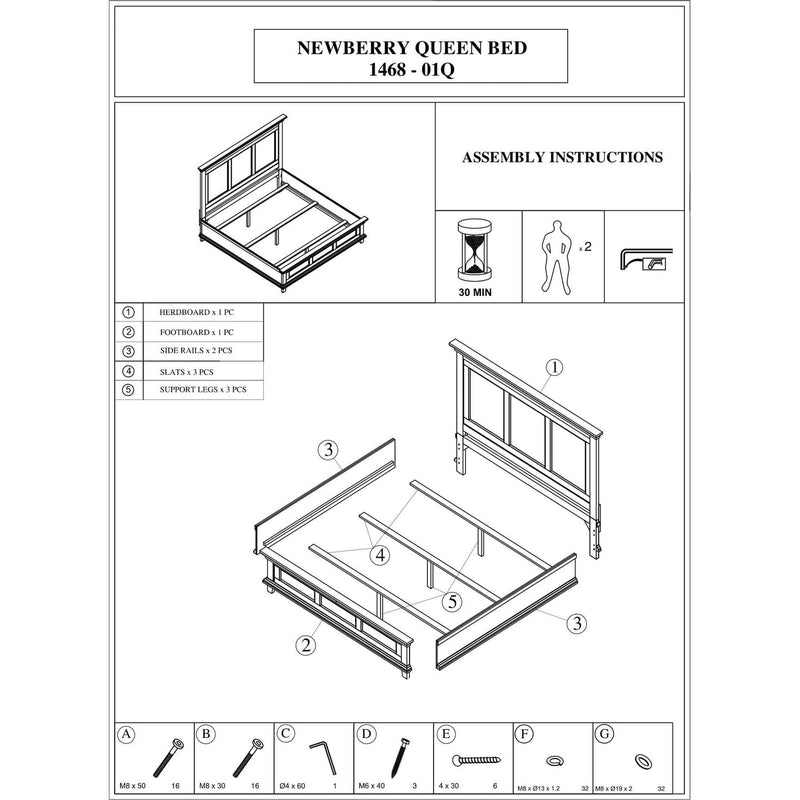 Alpine Newberry Queen Panel Bed, Salvaged Gray - 1468-01Q