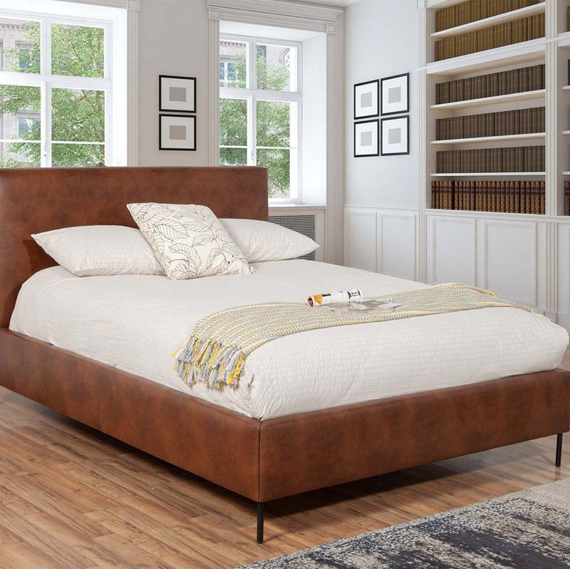 Alpine Sophia California King Faux Leather Platform Bed, Brown - 6902CK-BRN