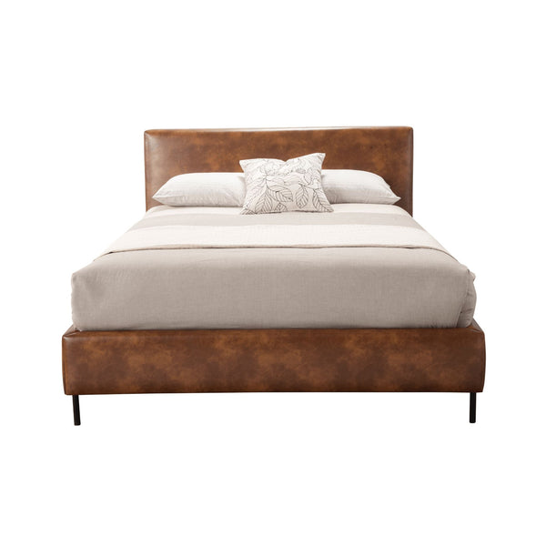 Alpine Sophia California King Faux Leather Platform Bed, Brown - 6902CK-BRN