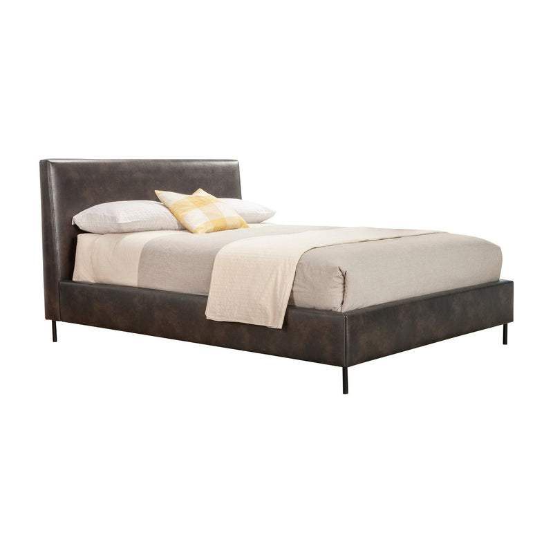 Alpine Sophia California King Faux Leather Platform Bed, Gray - 6902CK-GRY