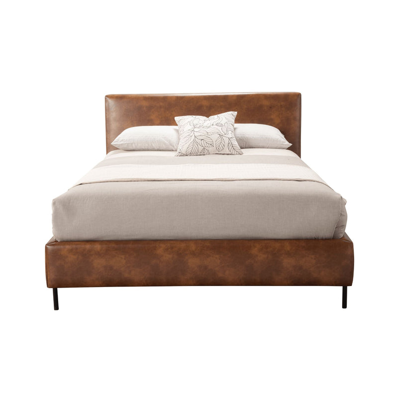 Alpine Sophia Full Faux Leather Platform Bed, Brown - 6902F-BRN