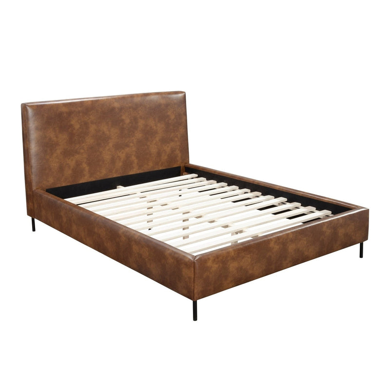 Alpine Sophia Queen Faux Leather Platform Bed, Brown - 6902Q-BRN