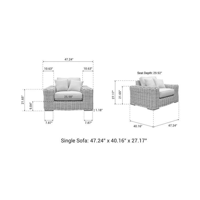 OUTSY Anna LUX 4PC Outdoor Wicker Furniture Set - 0AAN-R03-WH-R-LUX