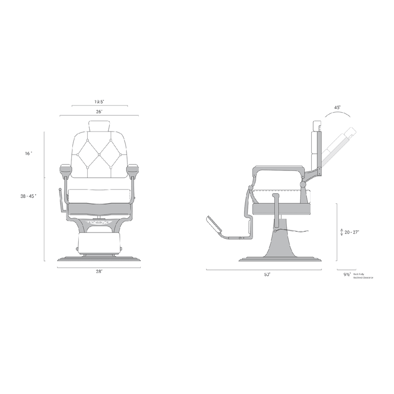 ADAMS BARBER CHAIR - HON-BBCHR-52023-BLKGLD