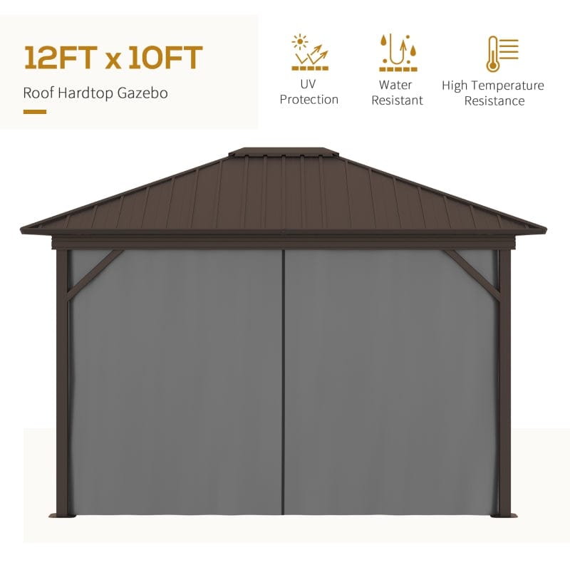 Outsunny 10x12 Hardtop Gazebo with Aluminum - 84C-095CG