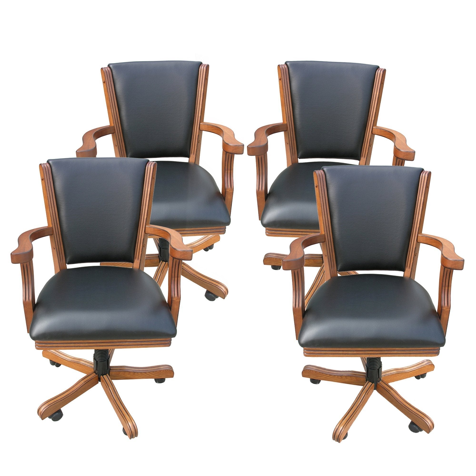 Hathaway Kingston Oak Swivel Poker Arm Chairs - Set of 4