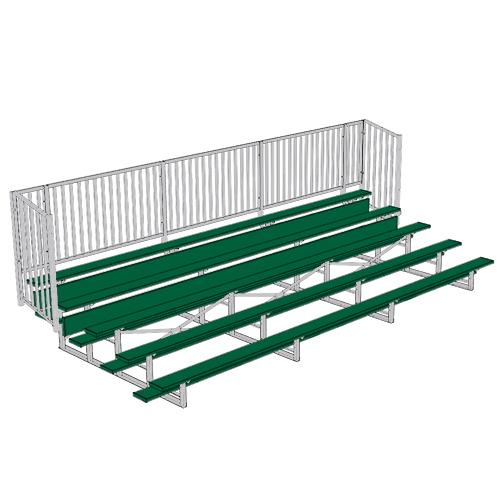 5 Row 15' - 27' Enclosed Aluminum Bleacher w/ Guard Rail - BL5A15V4F27