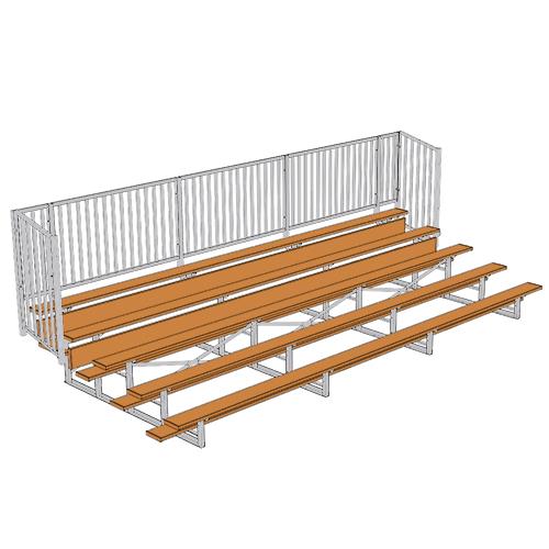 5 Row 15' - 27' Enclosed Aluminum Bleacher w/ Guard Rail - BL5A15V4F27