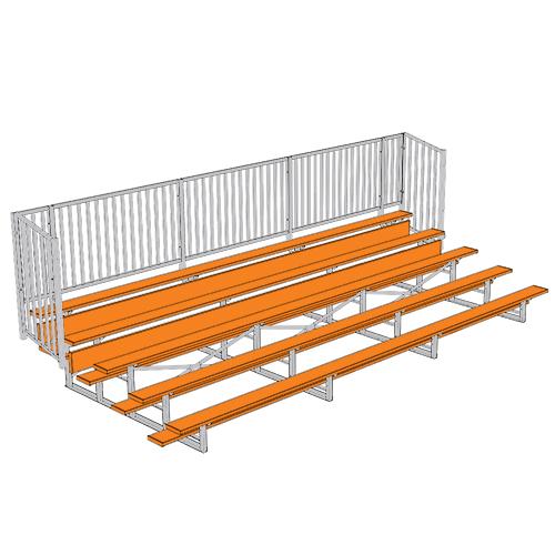 5 Row 15' - 27' Enclosed Aluminum Bleacher w/ Guard Rail - BL5A15V4F27