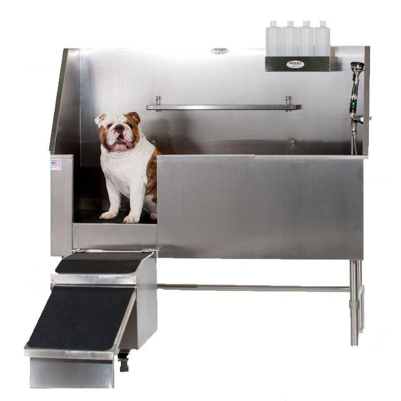 PETLIFT Aqua Quest Stainless Steel Walk-In Dog Grooming Bath Tub 48" - PL-BT-AQ48