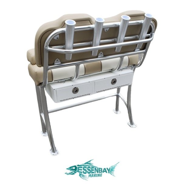 Carolina Cushions Key West Boats Standard Leaning Post with Flip Up Bolsters and Rod Holders