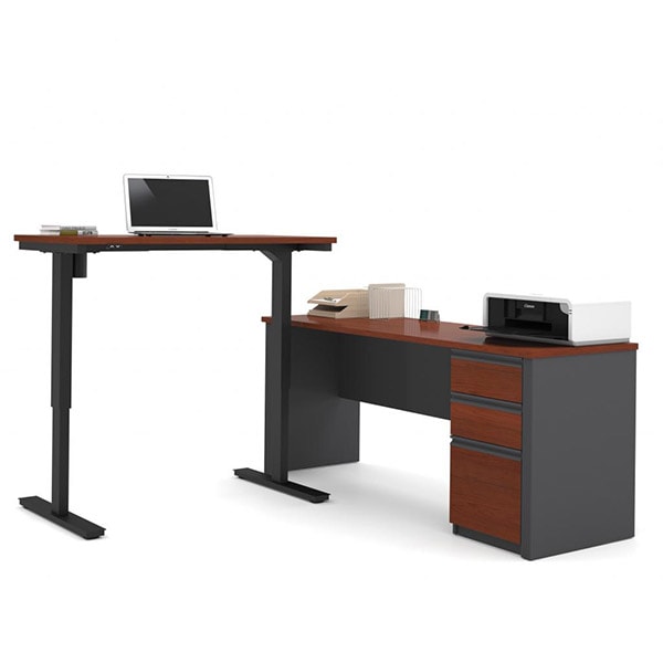 Bestar Prestige + L-Desk with Electric Height Adjustable Table