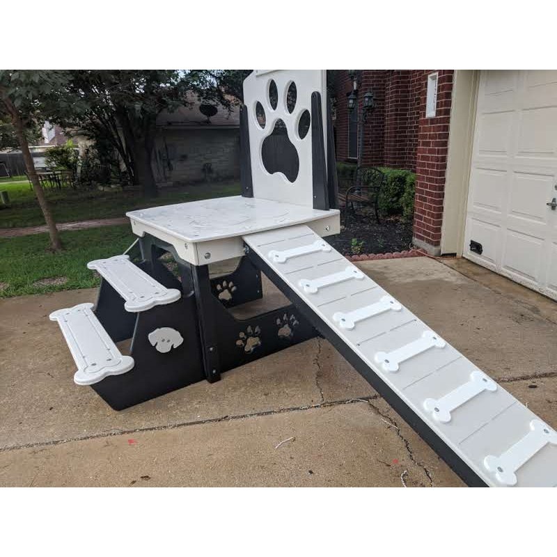 Puppy Scapes HDPE - Hi Density Polyethylene Double Ramp w/Paw Print - PS-HDPE