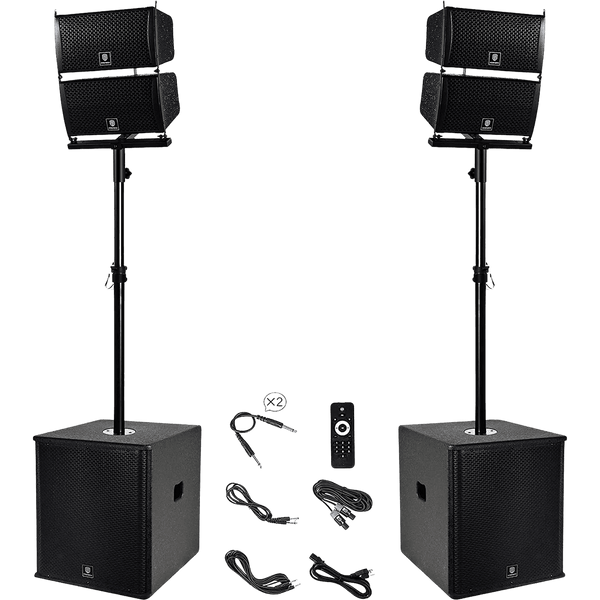 Proreck PA Speaker System 6000W Combo 4 Line Array Speakers and 15" Subwoofer with Bluetooth and Remote New - CLUB-6000