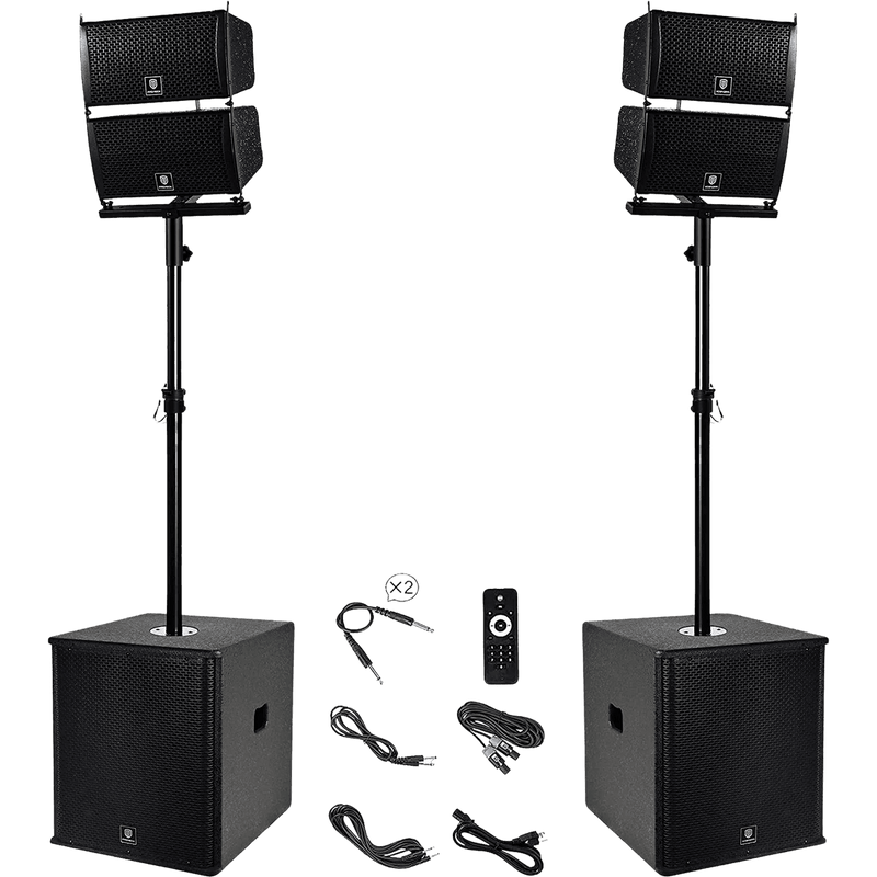 Proreck PA Speaker System 6000W Combo 4 Line Array Speakers and 15" Subwoofer with Bluetooth and Remote New - CLUB-6000