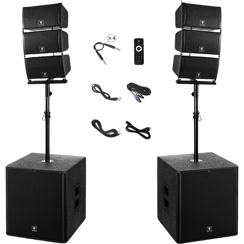 Proreck PA Speaker System 8000W Combo 6 Line Array Speakers and 18" Subwoofer with Bluetooth and Remote New - CLUB-8000