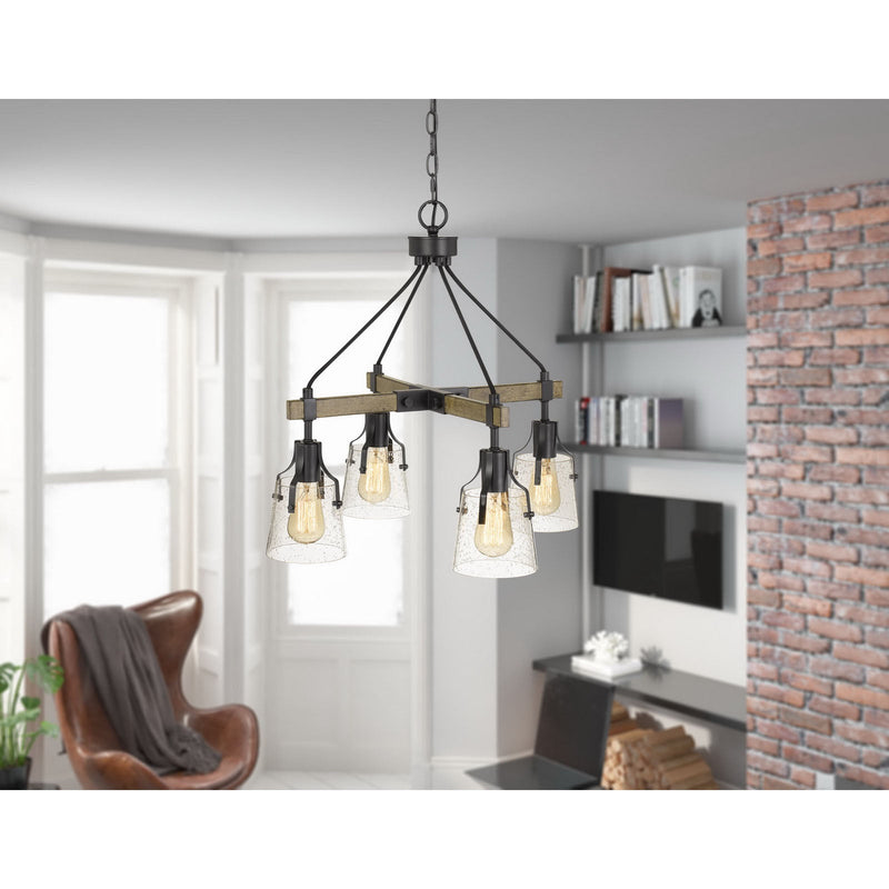 Cal Lighting 60W X 4 Aosta Metal Chandelier With Bubbled Glass Shades (Edison Bulbs Are Not Included) FX-3735-4