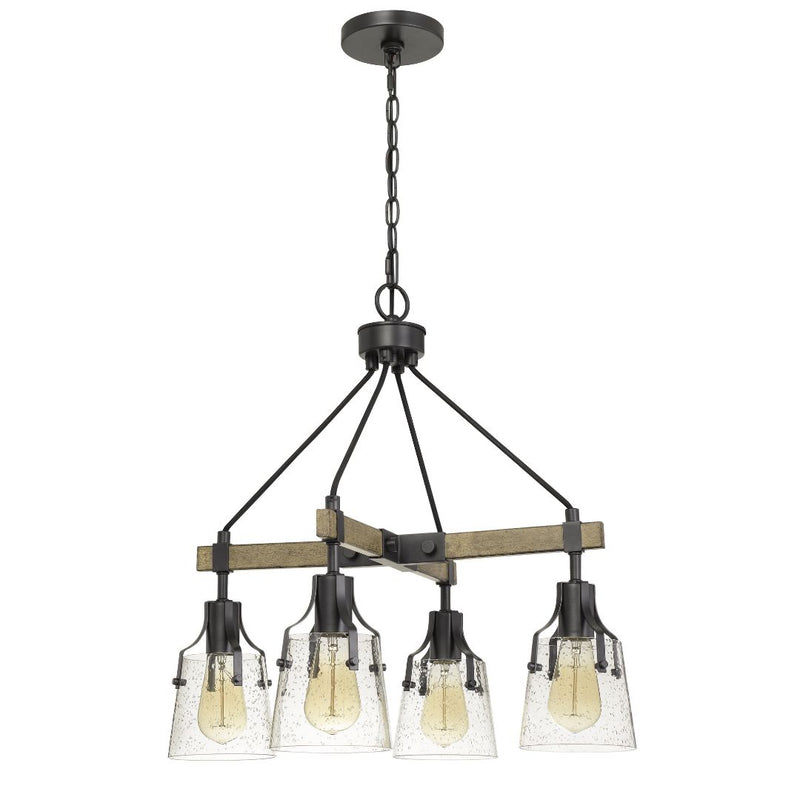 Cal Lighting 60W X 4 Aosta Metal Chandelier With Bubbled Glass Shades (Edison Bulbs Are Not Included) FX-3735-4