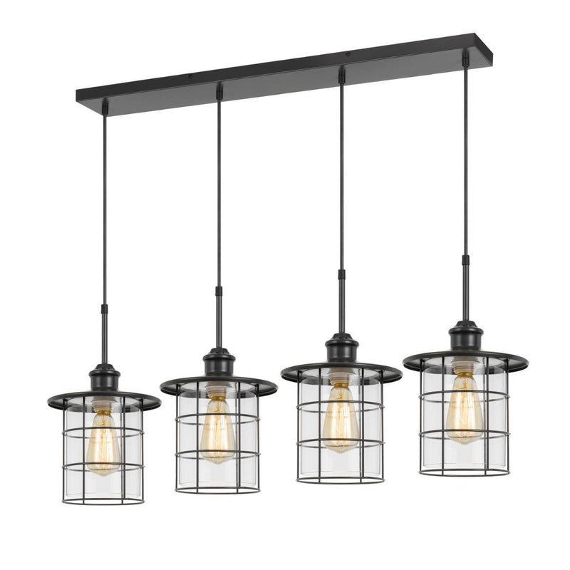 Cal Lighting 60W X 4 Silverton Metal/Glass Pendant Fixture FX-2668-4P