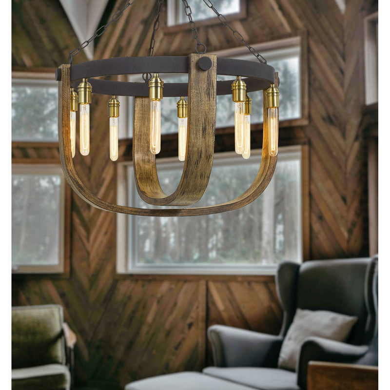 Cal Lighting 60W X 8 Apulia Metal/Wood Chandelier FX-3730-8